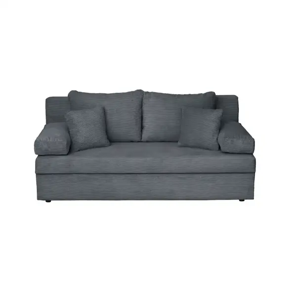 Canapea extensibila ANA LUX, 3 locuri, cu lada depozitare, gri inchis, 185x82x80 cm