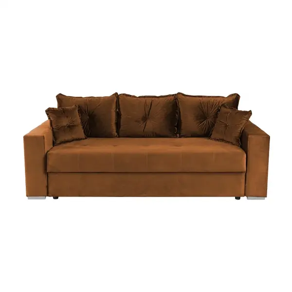 Canapea extensibila ARISSA, 3 locuri, cu arcuri, caramiziu, 235x110x77 cm