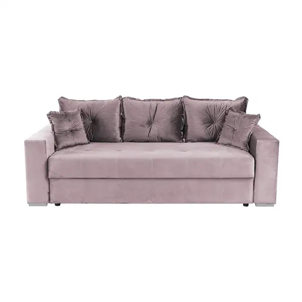 Canapea extensibila ARISSA, 3 locuri, cu arcuri, roz, 235x110x77 cm