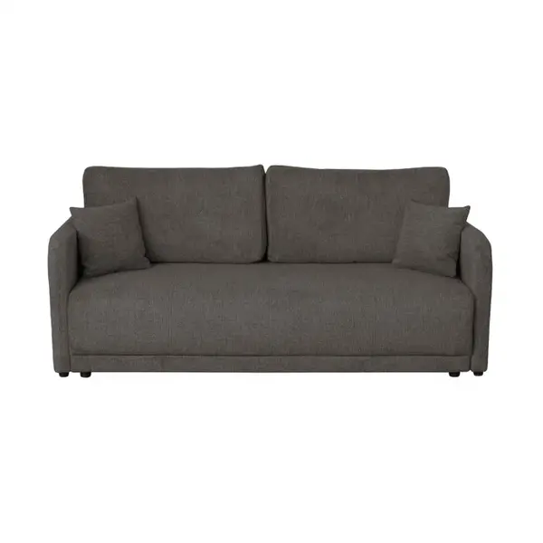 Canapea extensibila BERNA S, 3 locuri, cu arcuri si lada depozitare, gri inchis, 210x110x93 cm