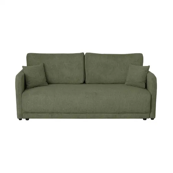 Canapea extensibila BERNA S, 3 locuri, cu arcuri si lada depozitare, verde, 210x110x93 cm