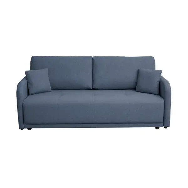 Canapea extensibila BERNA S, 3 locuri, cu arcuri si lada depozitare, albastru, 210x110x90 cm
