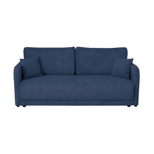 Canapea extensibila BERNA S, 3 locuri, cu arcuri si lada depozitare, albastru, 210x110x93 cm