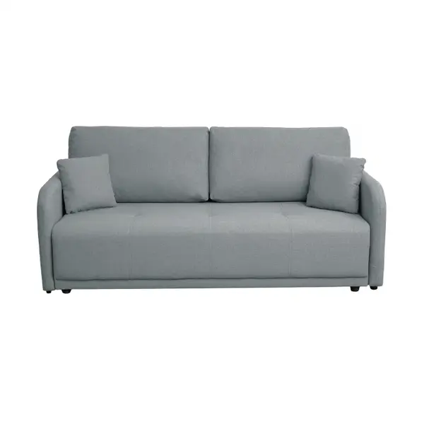 Canapea extensibila BERNA S, 3 locuri, cu arcuri si lada depozitare, gri deschis, 210x110x90 cm