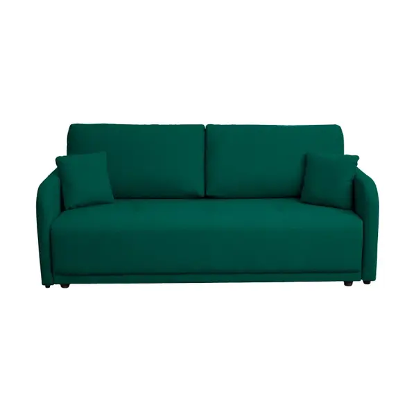 Canapea extensibila BERNA S, 3 locuri, cu arcuri si lada depozitare, verde inchis, 210x110x90 cm