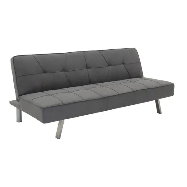 Canapea extensibila cu 3 locuri Travis cu stofa, gri, 175x83x74 cm