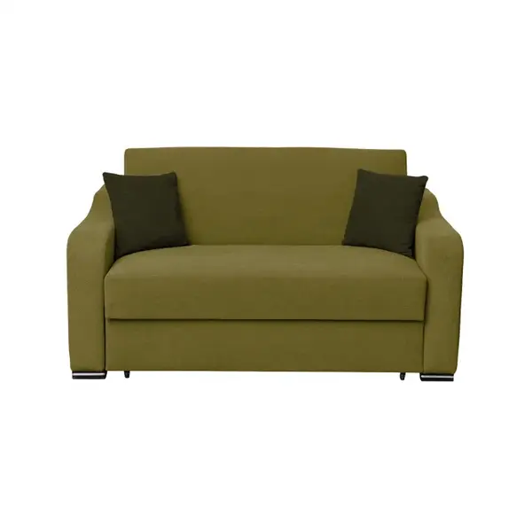 Canapea extensibila FRUNZA, 2 locuri, cu arcuri, lada depozitare, verde deschis + verde inchis, 165x110x90 cm