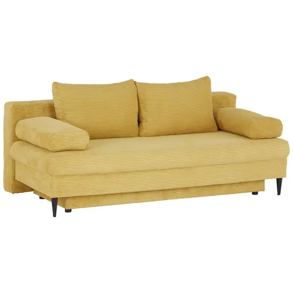 Canapea Extensibilă, lemn, plastic, textil, galben