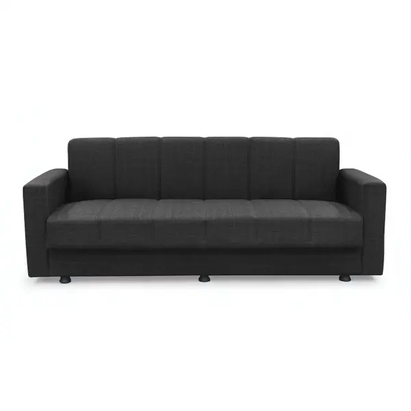 Canapea extensibila MARBELLA ONE, 3 locuri, cu arcuri si lada depozitare, antracit, 214x73x80 cm