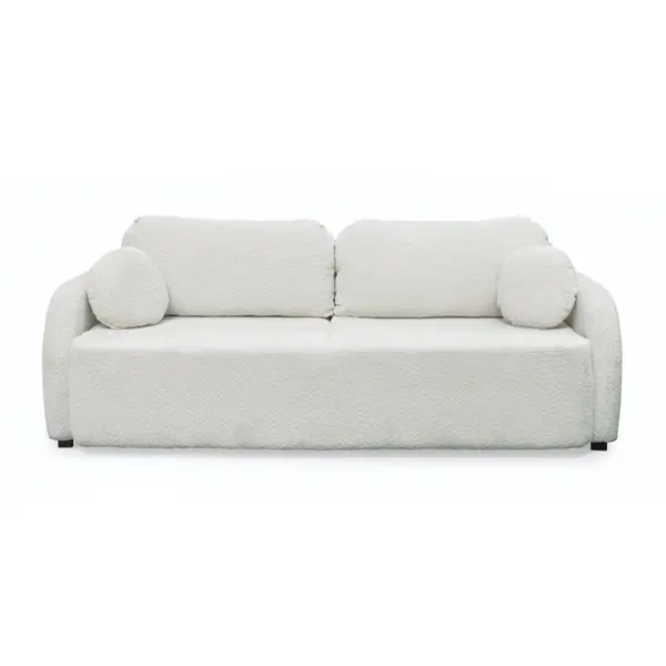 Canapea extensibila NOVA, 3 locuri, cu arcuri si lada depozitare, crem + alb, 226x103x90 cm