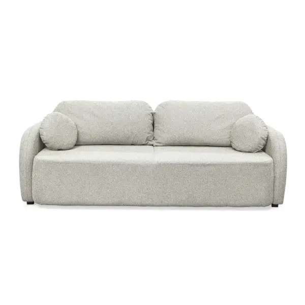 Canapea extensibila NOVA, 3 locuri, cu arcuri si lada depozitare, bej inchis + alb, 226x103x90 cm