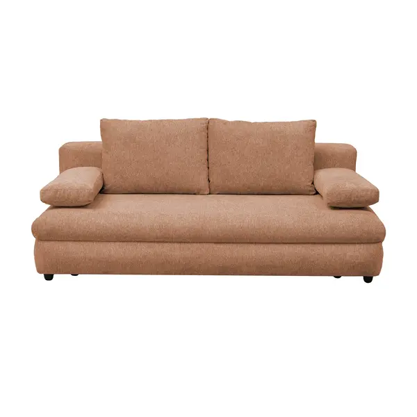 Canapea extensibila OLIMP, 3 locuri, cu arcuri si lada depozitare, caramiziu, 203x100x85 cm
