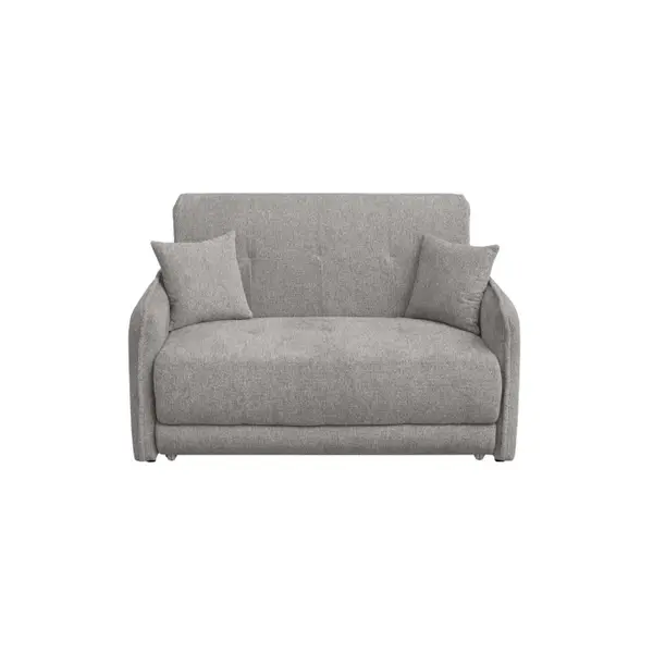 Canapea extensibila PARMA, 2 locuri, cu arcuri si lada depozitare, gri deschis, 145x110x90 cm