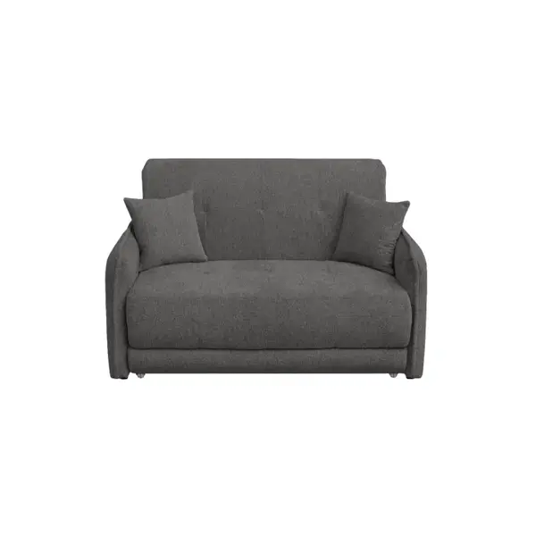Canapea extensibila PARMA, 2 locuri, cu arcuri si lada depozitare, gri deschis, 145x110x90 cm