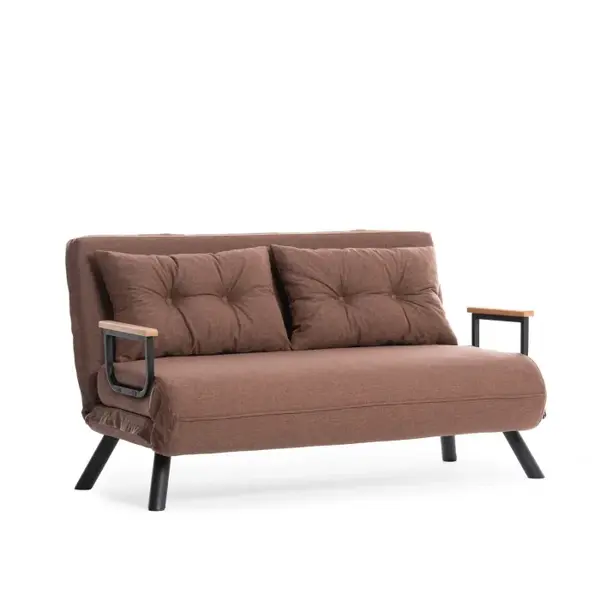 Canapea extensibila SANDO, 2 locuri, maro deschis, 133x78x78 cm