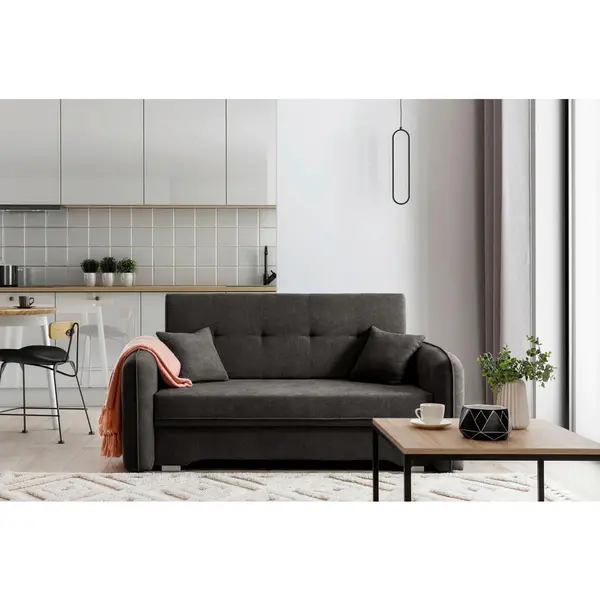 Canapea Extensibilă, textil, gri închis