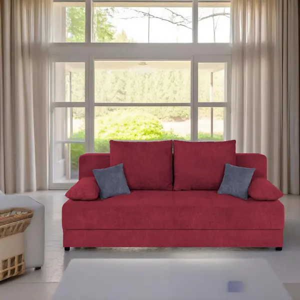 Canapea Extensibilă, textil, material pe bază de lemn, culoare fructe de pădure