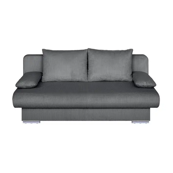 Canapea Extensibilă, textil, material pe bază de lemn, gri închis