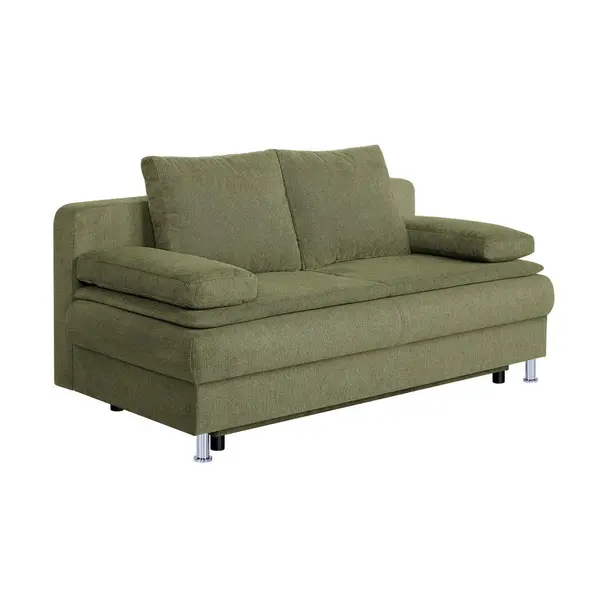 Canapea Extensibilă, textil, material pe bază de lemn, măsliniu