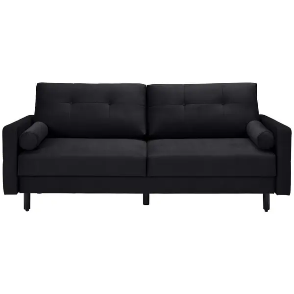 Canapea Extensibilă, textil, negru