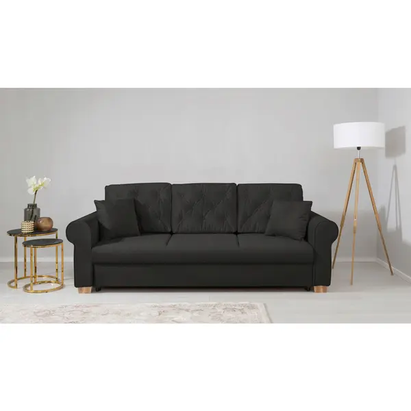 Canapea Extensibilă, textil, negru