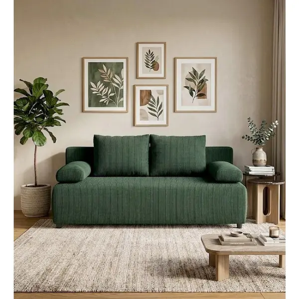 Canapea Extensibilă, textil, verde