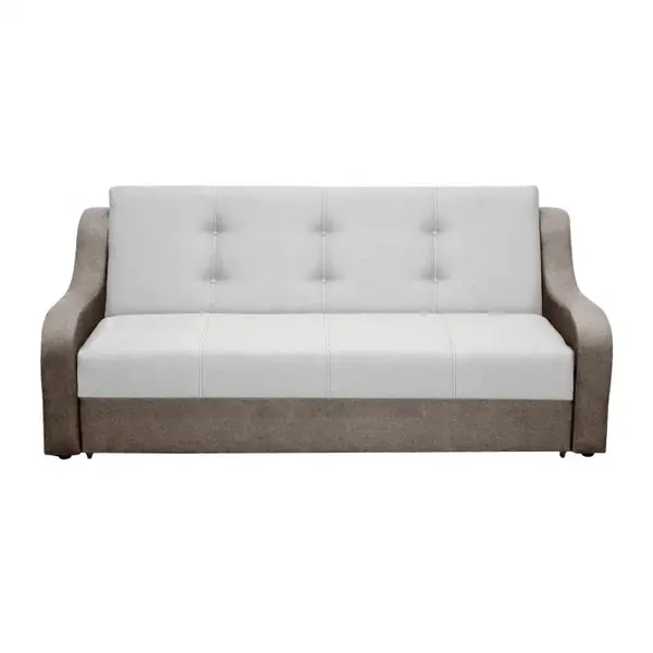 Canapea extensibila VALY II, 3 locuri, cu lada depozitare, maro deschis + gri deschis, 215x90x95 cm