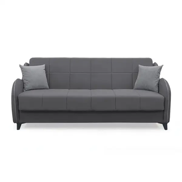 Canapea extensibila WAVE, 3 locuri, cu arcuri si lada pentru depozitare, gri inchis + gri deschis, 198x80x85 cm