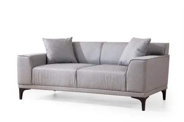 Canapea fixa PETRA, 2 locuri, gri deschis, 165x86x87 cm