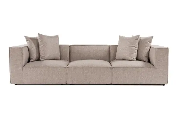 Canapea fixa SORA, 3 locuri, bej nisip, 270x95x65 cm