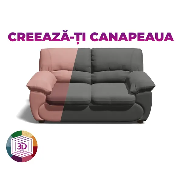Canapea LUXOR 2L extensibila, 2 locuri, 171x95x95 cm, Configurator 3D