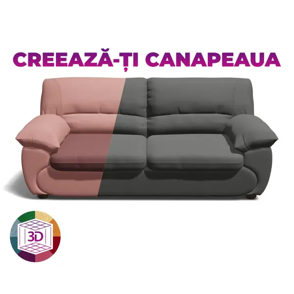 Canapea LUXOR 3L extensibila, 3 locuri, 215x95x95cm, Configurator 3D
