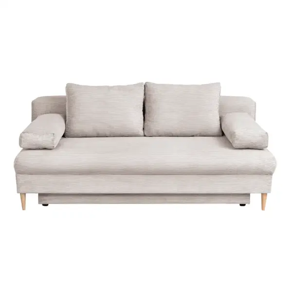Canapea MILANO ONE extensibila, 3 locuri, cu arcuri si lada depozitare, bej, 200x95x95 cm