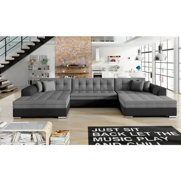 Canapea Modulară, textil, grafit, negru