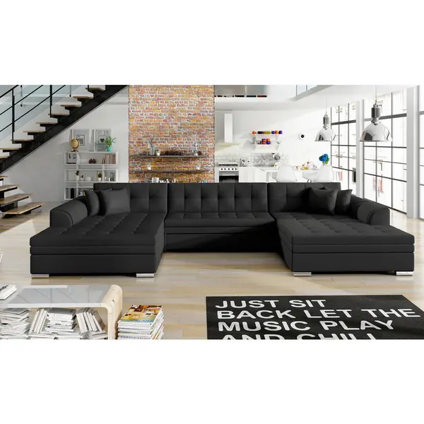Canapea Modulară, textil, negru