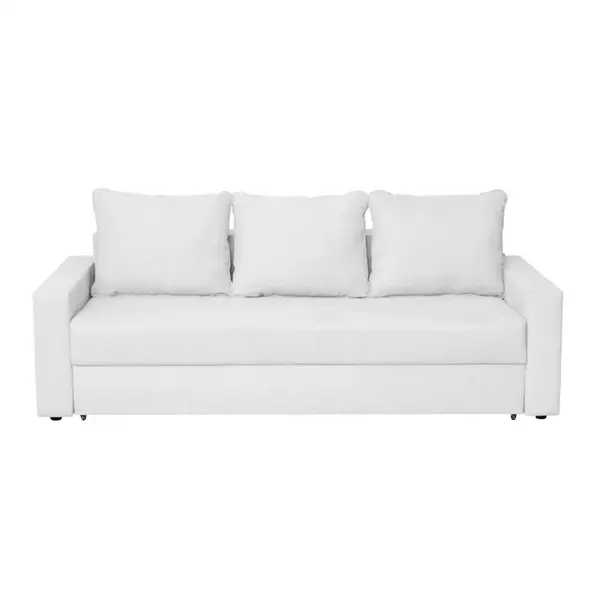 Canapea NICO II 3L extensibila, 3 locuri, cu arcuri si lada depozitare, gri deschis, 220x85x75 cm