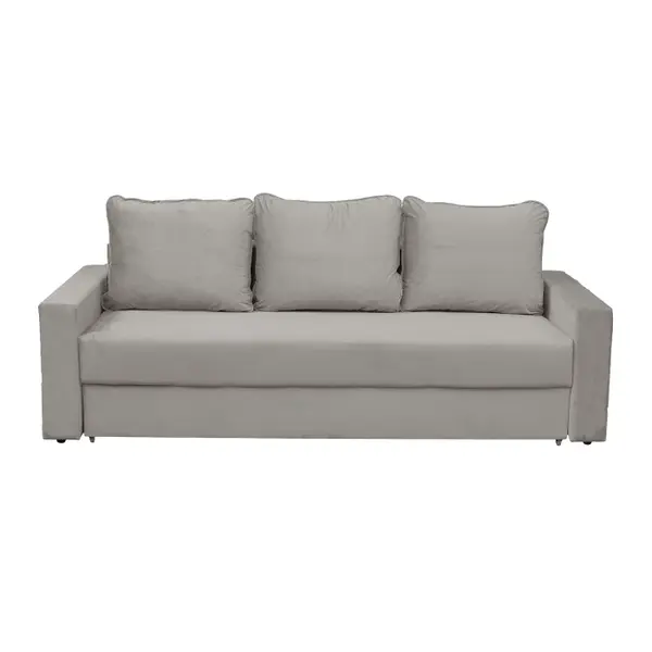 Canapea NICO II extensibila, 3 locuri, cu arcuri si lada depozitare, bej, 220x85x75 cm