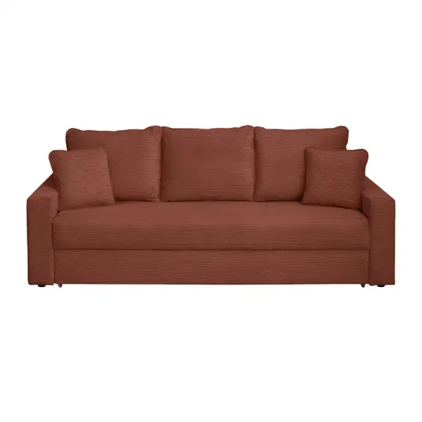 Canapea NICO II LUX extensibila, 3 locuri, cu arcuri si lada depozitare, caramiziu, 220x85x75 cm