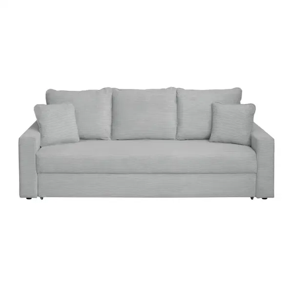 Canapea NICO II LUX extensibila, 3 locuri, cu arcuri si lada depozitare, gri deschis, 220x85x75 cm