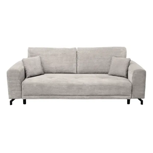 Canapea VEGA extensibila, 3 locuri, cu arcuri si lada depozitare, bej inchis, 237x110x73 cm