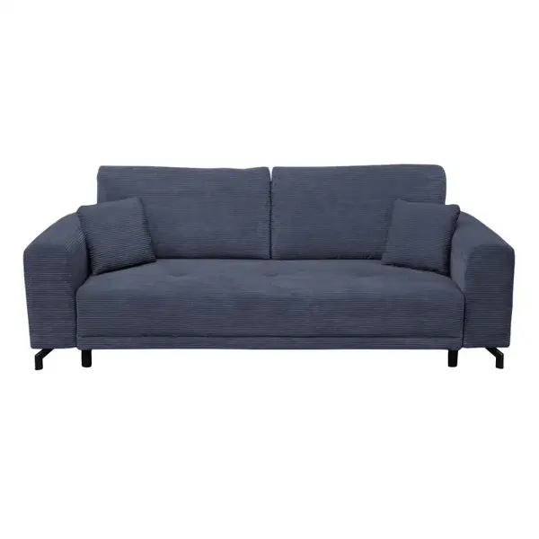 Canapea VEGA extensibila, 3 locuri, cu arcuri si lada depozitare, albastru, 240x111x72 cm
