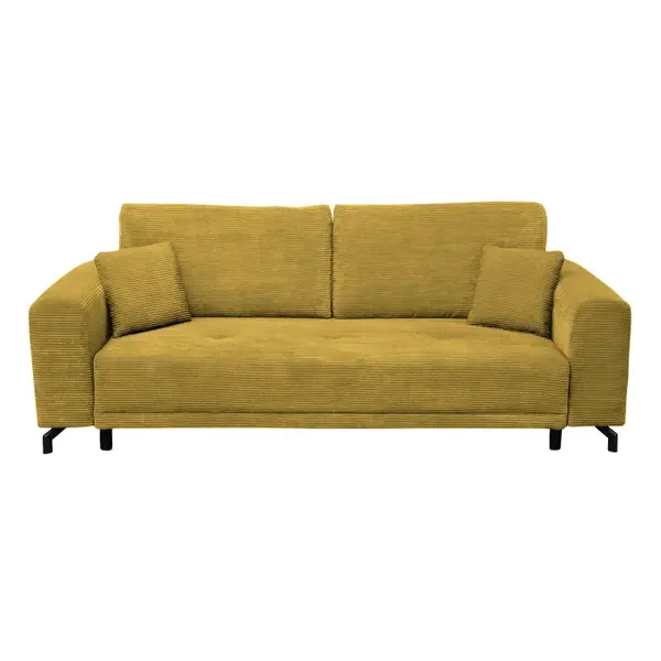 Canapea VEGA extensibila, 3 locuri, cu arcuri si lada depozitare, mustar, 237x110x73 cm