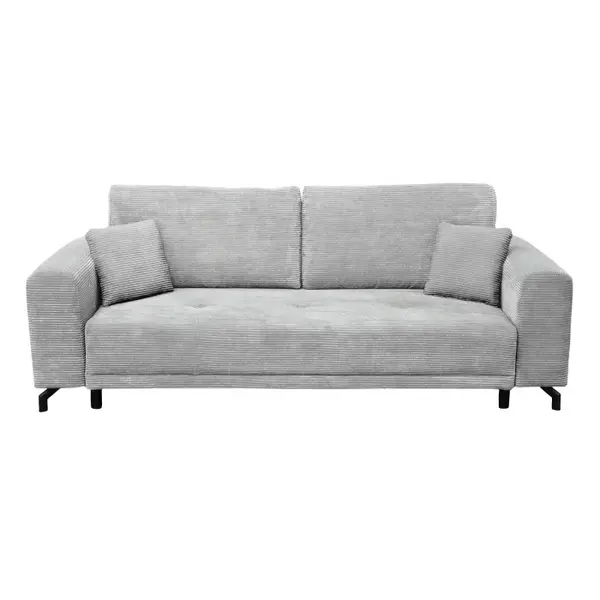 Canapea VEGA extensibila, 3 locuri, cu arcuri si lada depozitare, gri deschis, 237x110x73 cm