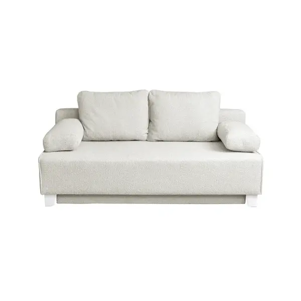 Canapea YASMIN II BUCLE extensibila, 3 locuri, cu arcuri si lada depozitare, bej, 190x100x90 cm