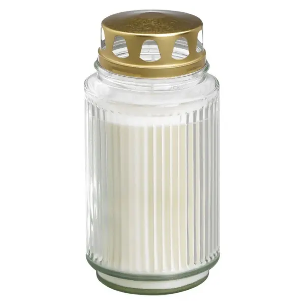 Candela Alba Bolsius din Sticla cu Capac Auriu, 100 Ore