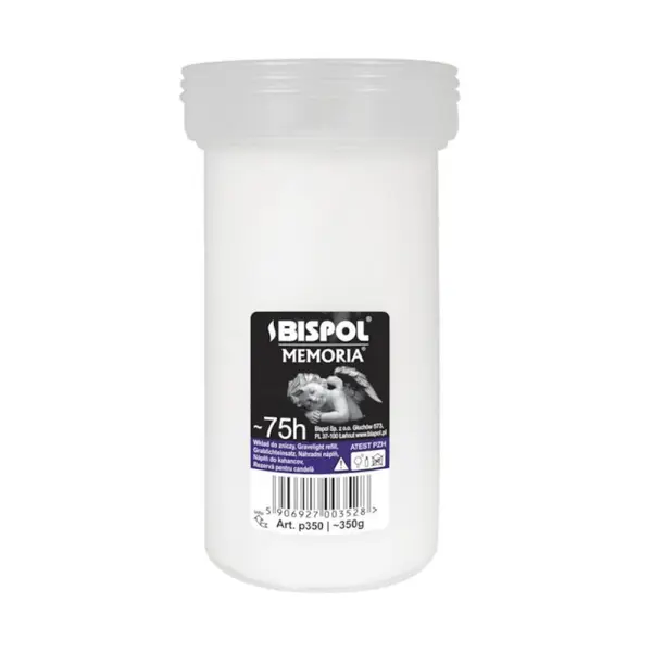 Candela Alba Tip Rezerva Bispol, 75 Ore, Inaltime 15.5 cm