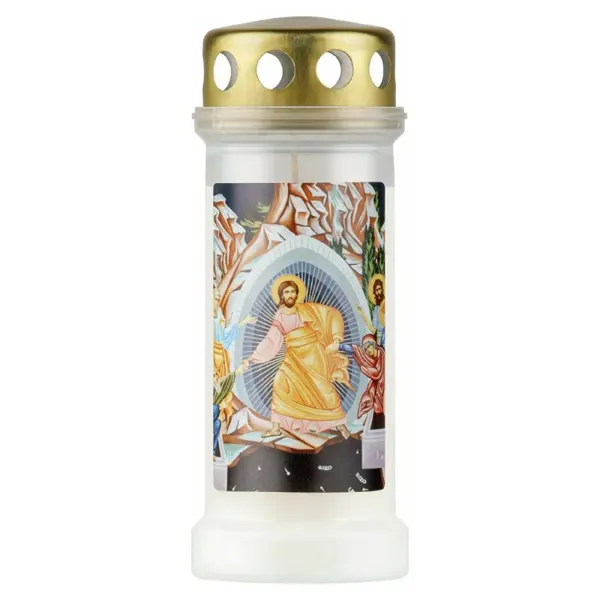 Candela Bolsius nr. 6 cu Capac Invierea Domnului Bizantin - Alb