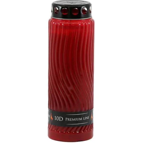 Candela din Plastic cu Capac, Premium Line, Rosie, 10 Zile