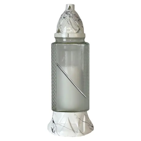 Candela din Sticla 571D, Alba, 44 Ore