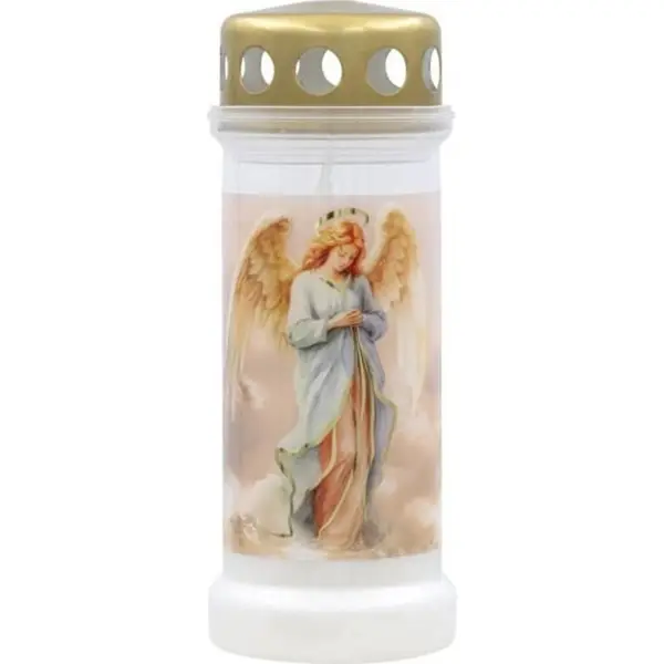 Candela Nr. 6 cu Capac cu Inger, Alba, 70 Ore, Bolsius